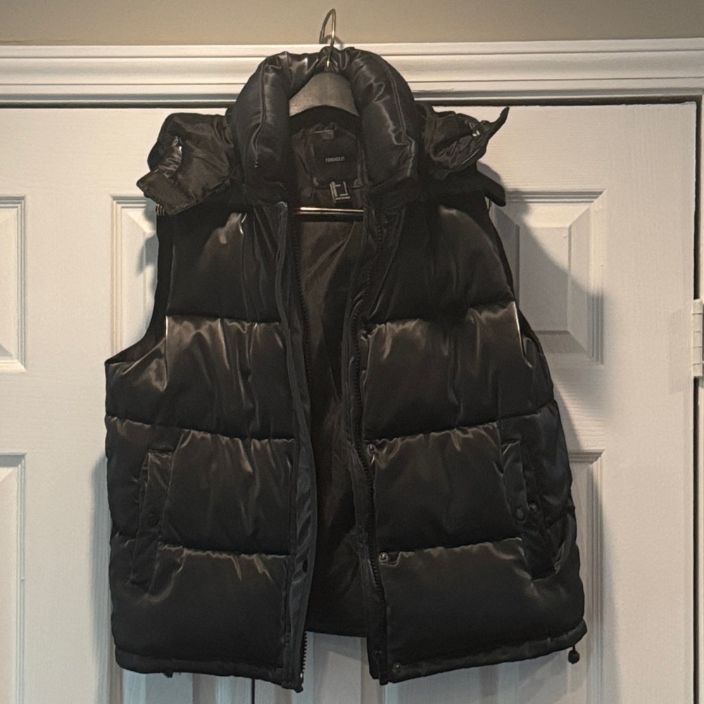 Shiny Black Puffer Vest